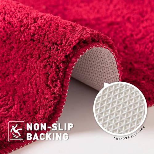Image of HOWNICE Door Mat for Home,Bedroom,Bathroom,Kitchen,Living Room,Entrance,Room Mats,Foot Mats,Floor mat,Main Door,Non Slip Mats,Door Mate,Floor Mat,Soft Matt Fluffy (Bedroom Mat Red Matt, Medium)