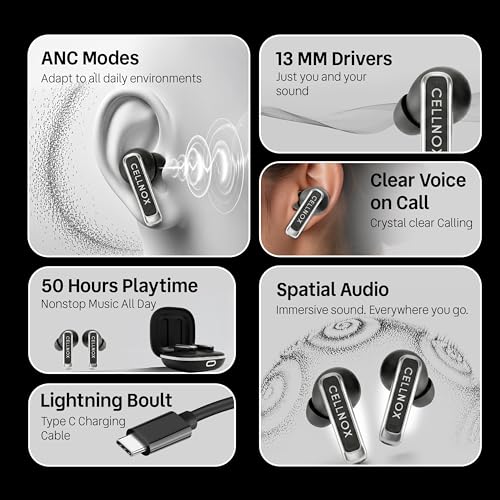 Image of Ear Buds Wireless | Buds with 50H Music Time | 13mm Bass Drivers | ANC Noise Cancellation with 35DB | Fast Charger Type C Support | Light Weight & Portable | Bluetooth V6.0 | Black | Zen Z3