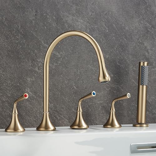 Mitigeur de bain-douche à montage sur pont robinet baignoire or brossé