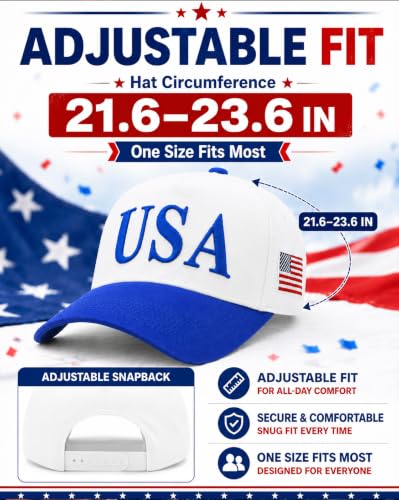 Image of USA Flag Hat for Men Women - 3D Embroidered Patriotic Baseball Cap, 4th of July, 250th