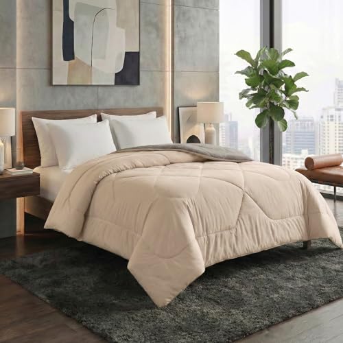 Image of Dream Living Microfibre Reversible Comforter | Double (Brown & Beige, 200 GSM)