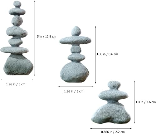 Miniatura 8 de YARNOW Estatuas de piedra para jardín, 3 piezas, piedras apilables zen, estatuas de rocas hechas a mano, decoración de jardín japonés, escultura de