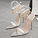 Imagen de Onsoyours Sandalias de Tacón Alto con Punta Estrecha para Mujer Punta Abierta Correa en el Tobillo Fiesta de Boda Sin Espalda Sexy Zapatos de Tacón de Aguja B Plata 37