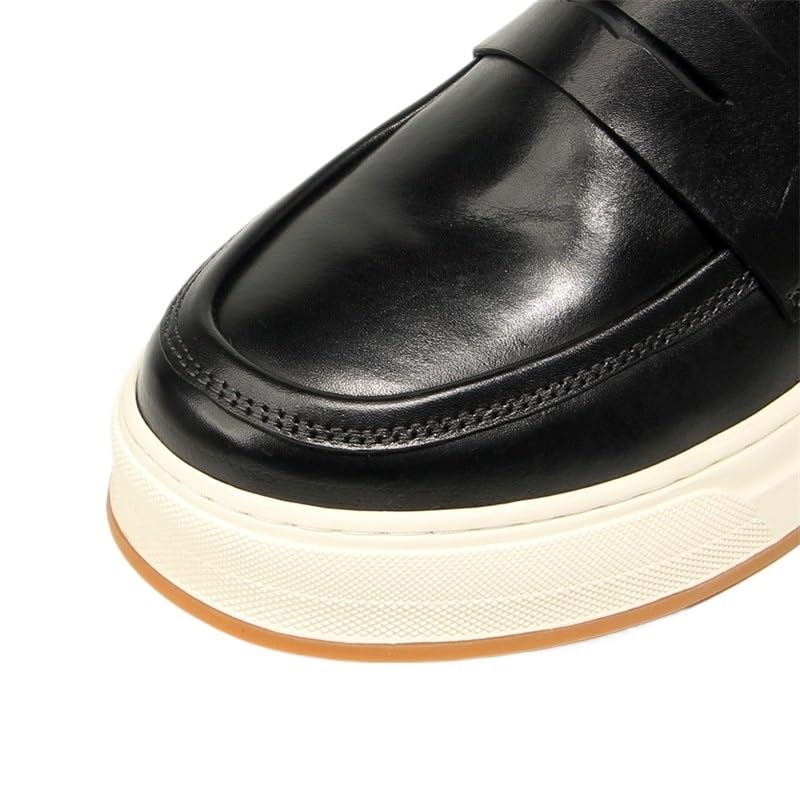 Men's Retro Casual Slip On Loafers Shoes Thick-Soled Comfortable Sneakers Shoes Round Toe Fashion Rubber Soft Sole Breathable Walking Driving Shoes(D,8)4