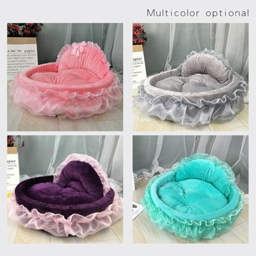 Kalttoy Princess Haustierbett mit abnehmbarem Kissen, rosa Schleifen, elegantes Bett für Haustiere