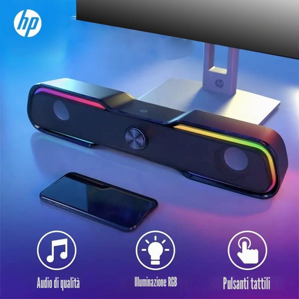 HP Soundbar per computer DHE-6002 2x3W Gaming RGB