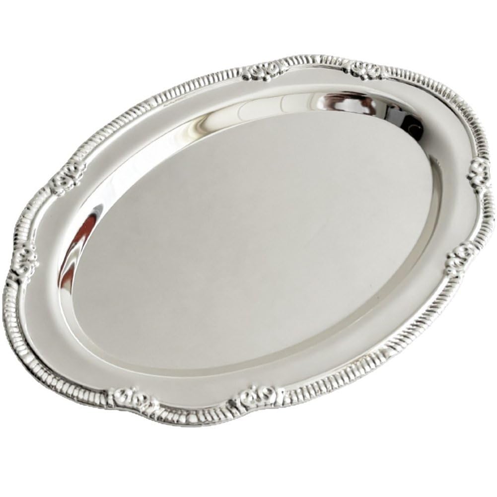 Stainless Steel Decorative Tray, Metal Dessert Display Tray Jewelry Dish Cosmetics Organizer Serving Platter Small Tray for Coffee Table, Party, Home