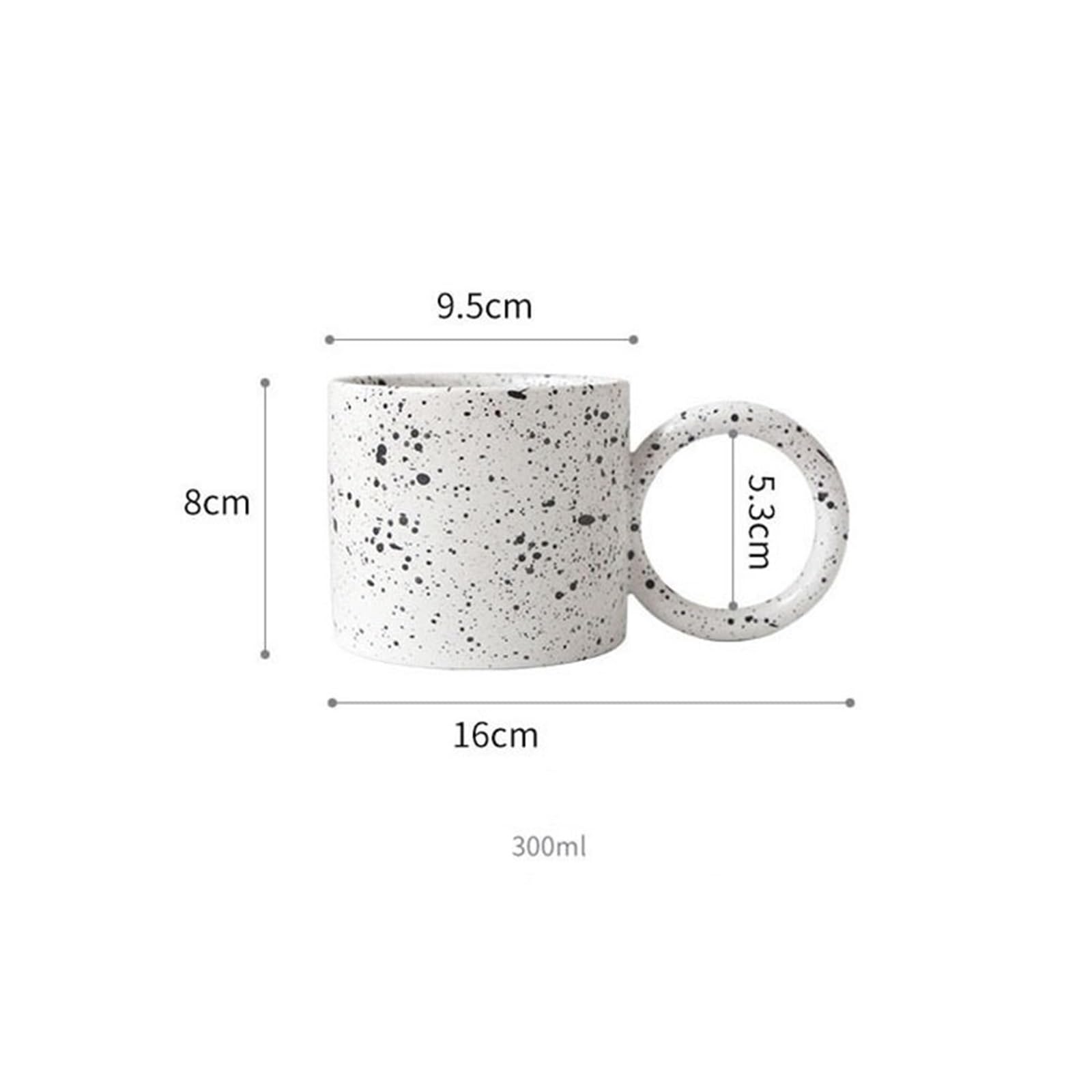 Taza de oficina Taza de café cerámica con asa y diseño lunares, ideal for desayuno, leche avena, 300 ml