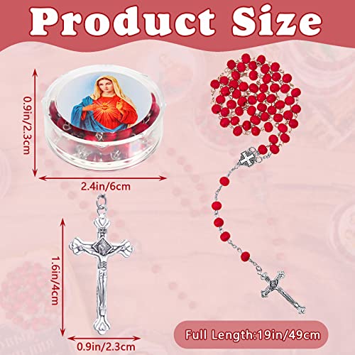 24 Pcs Rose Scented Catholic Rosaries Necklaces Wooden Beads Rosary Necklace Religious Rosary Jesus Cross Catholic Gifts Holy Rosaries in Bulk with Gift Boxes for Prayer Men Women2