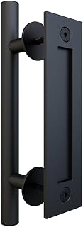 JUBEST 11-13/16'' Barn Door Handle Pull Flush Handle Set, Recessed Finger Pull HHandle for Sliding Barn Door, Matte Black