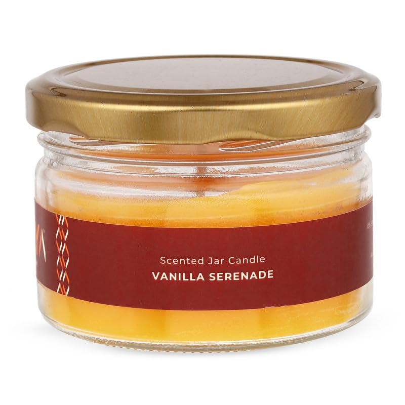 Image of ArunaSAAMYA Handcrafted Vanilla Scented Jar Candle I Refreshing Fragrance(Vanilla Serenade) I Pack of 1 I 120 GMS I Upto 40 Hours Burn Time