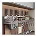 Dxcaicc Wall Mount Utensil Holder,Utensil Holder with Hooks,Multifunctional Spice Organizer Shelf,Kitchen Hanging Storage Wall Shelf for Spatula,Towel,Seasoning Jar Organizer,60cm/23.6in