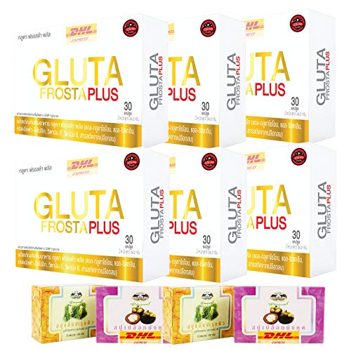 GLUTA FROSTA PLUS 30 CAPSULES GLOWING YOUTHFUL RADIANT FIRMING HEALTHY BEAUTY SKIN NEW!! DHL EXPRESS (PACK OF 6) [GET FREE TOMATO FACIAL MASK]