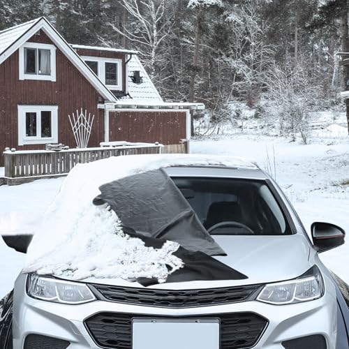 Image of Windshield Cover for Ice and Snow with Side Window and Rearview Mirror Covers,Compatible with Chevrolet /Chevy 600D Oxford Fabric Waterproof Frost Guard Protection Cover for Cruze 2015-2019