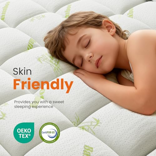 Image of DUMOS Twin Size Ultra Soft Mattress Topper, Viscose Derived from Bamboo, Pillow Top Mattress Pad with Stretchable Pockets, Breathable Cooling Topper for Back Pain Relief