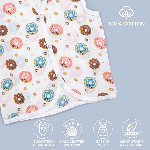 Image of BAYBEE 100% Muslin Cotton New Born Baby Clothes for Kids | Sleeveless Summer Wear with Soft & Breathable | Shirt and Shorts Set | Jablas for Baby Girl Boy Dress