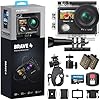 AKASO Brave 4 Action Camera with 256GB MicroSDXC U3 Card 4K30FPS 20MP Ultra HD 131FT Waterproof Underwater Camera EIS WiFi Remote Control 5X Zoom Sport Camera with Motorcycle Bicycle Accessories Kit