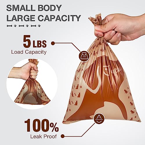 Image of 180 Count Dog Poop Bags with Dispenser, Leak-Proof Large Doggie Bag for Poop, Extra Thick Doggy Waste Bags, Unscented, Pet Trash Bags Holder Outdoor Puppy Walking and Traveling Rolls, Brown