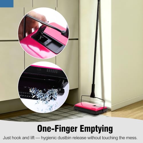 Image of Manual Carpet Sweeper with Extra Roller,Non-Electric Pet Hair Remover