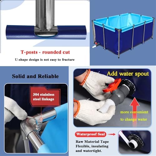 Portable Foldable Above Ground Water Storage Tank, Wear-Resistant Outdoor Pool with Drain Valve for Koi & Fish, Ideal for Garden Patio & Temporary Irrigation Solutions