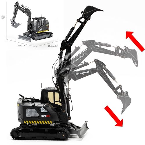 Gemini & Genius Tracked Black Excavator Toys, 1/50 Scale Diecast Digger Construction Toy, Vehicle Model with 360° Cabin Swivels, Great Gift, Playing Sand, Room Decoration and Collection for Kids - Image 2