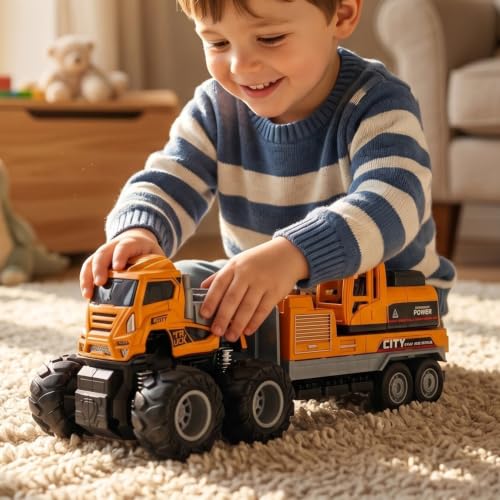 Image of Excavator Toy Truck Toy for Kids Diecast Metal Head Abs Plastic Friction Power Color Yellow