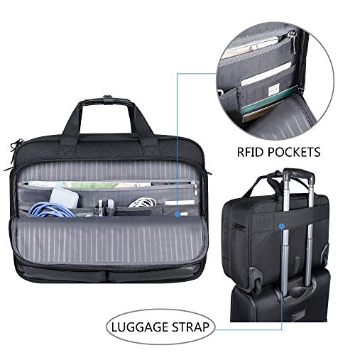 KROSER Rolling Laptop Bag - Premium Briefcase for Laptops Up to 17.3 Inches with RFID Pockets for Travel and Business - Black