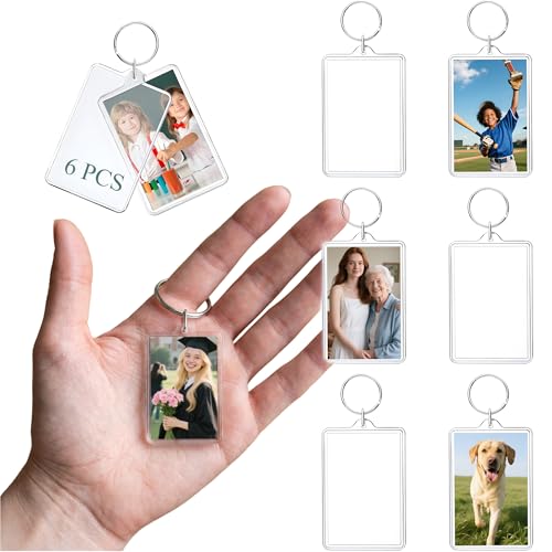 Timerchin 6Pcs Clear Acrylic Photo Keychain,...