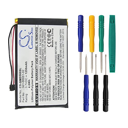 Cameron Sino 1250mAh Battery for Garmin Dezl 560LMT, Dezl 560LT, Dezl 650LM with 7/pcs Toolskits