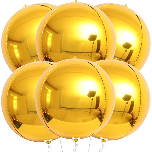 Image of KatchOn, Gold Foil Balloons - Huge 22 Inch, Pack of 6 | Big Metallic Gold Balloons for Graduation Decorations 2026 | Golden Mylar Ballooon for Golden Birthday Party Decorations | Wedding, Engagement