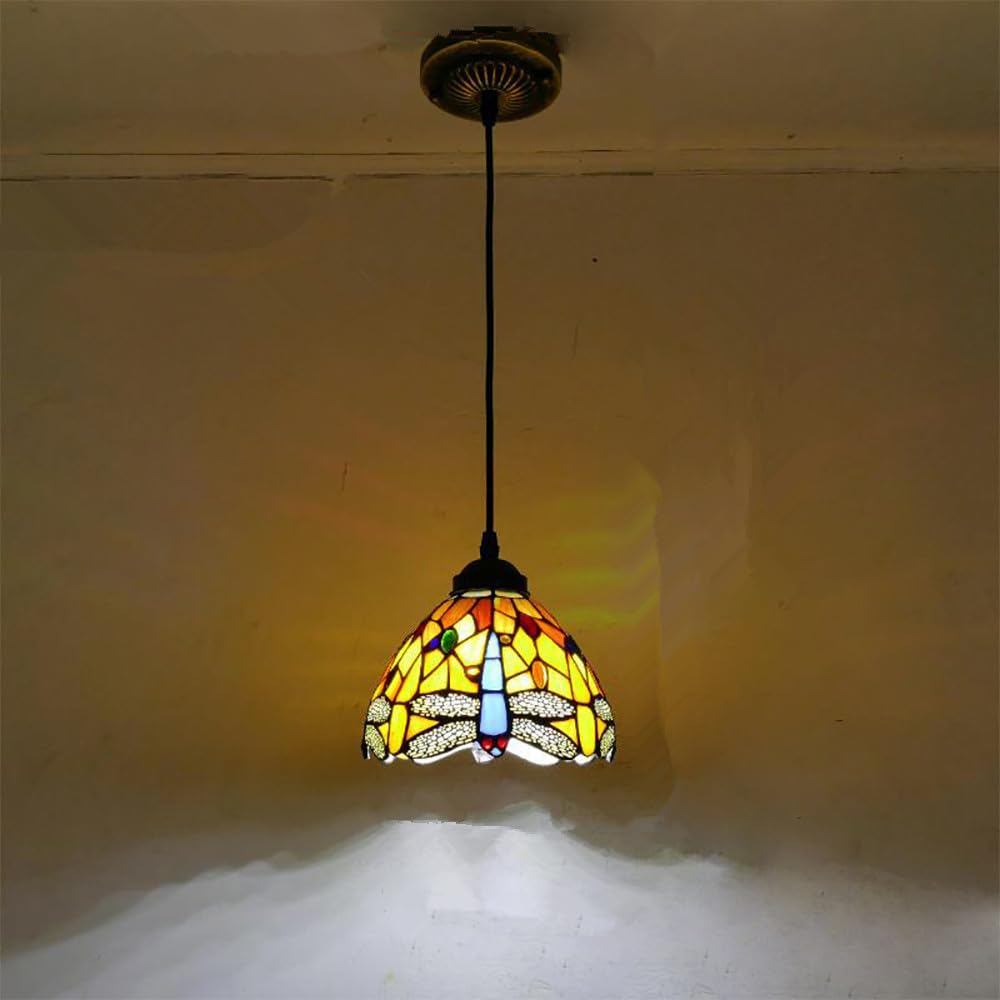 SXWNBIFH Contemporary Restaurant Chandelier American Countryside Living Room Bedroom Hotel Corridor Color Glass Pendant Lamp (C D20CM)