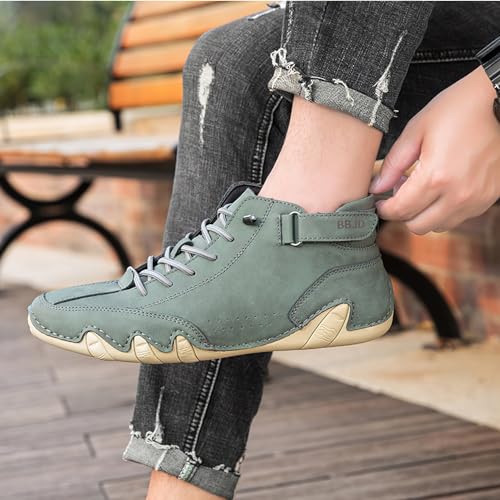 Image of baobeijiadao Men's Beck Shoes Waterproof Non Slip High Top Chukka Boots Handmade Suede Caual Outdoor Sneakers