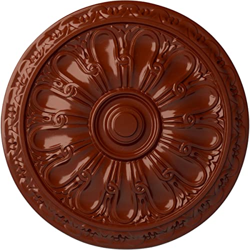 Ekena Millwork 15 3/4"OD x 5/8"P Kirke Ceiling Medallion (Fits Canopies up to 3 3/4"), Hand-Painted FireBrick