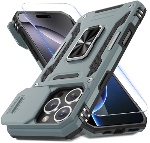 Coque iPhone 16 Pro Max anti-rayure grise protège-objectif coulissant