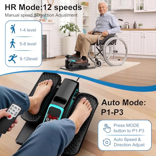 Image of VIVURN-018 Under Desk Elliptical 12 Speed 5 Modes Mini Motorized Leg Exerciser While Sitting for Seniors As Seen on TV with Non-Slip Mat Quiet & Portable Electric Pedal Exerciser for Home and Office