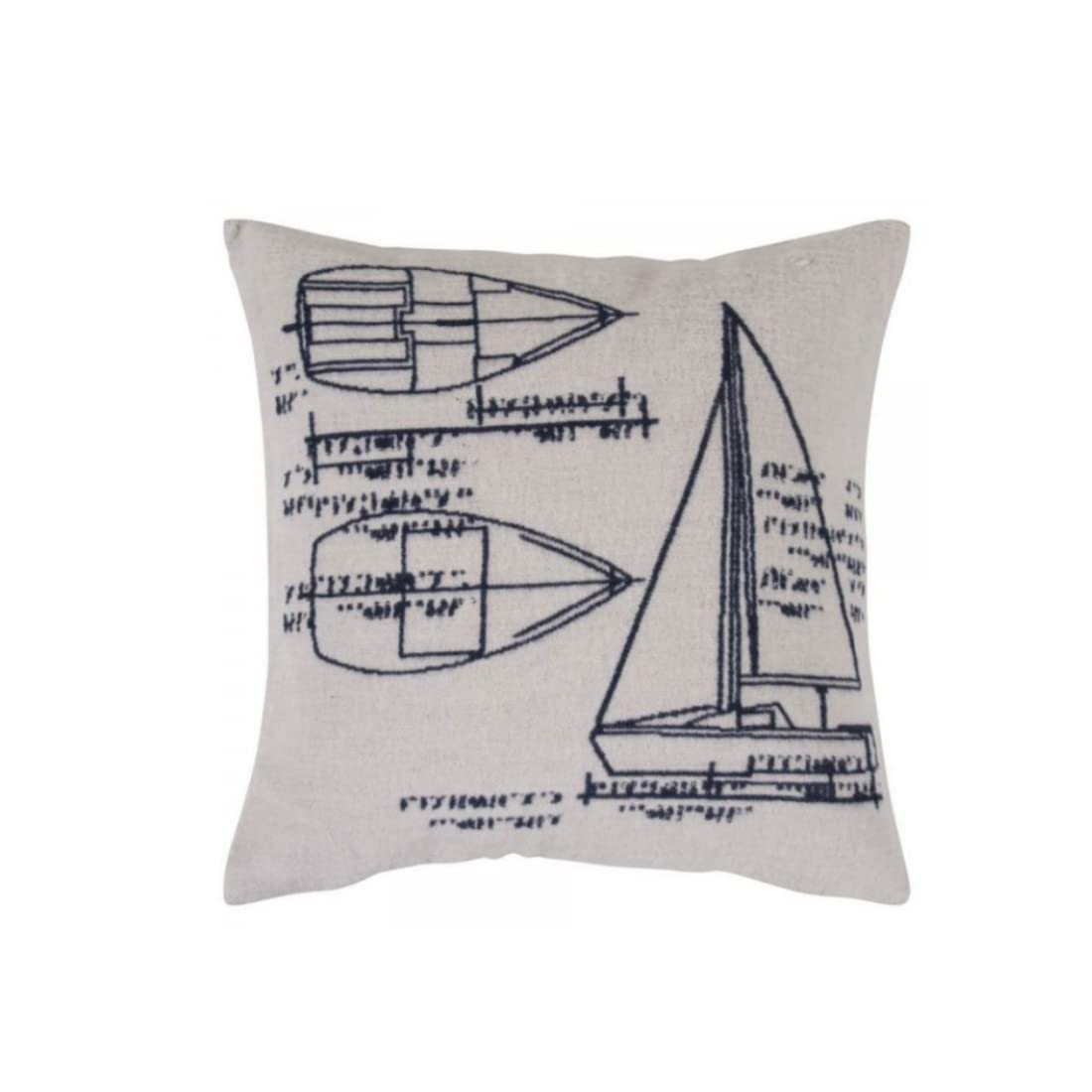 PAD - Kissenhülle, Kissenbezug - Boat, Boot - 70% Baumwolle, 30% Polyacryl - Farbe: weiß - 50 x 50 cm