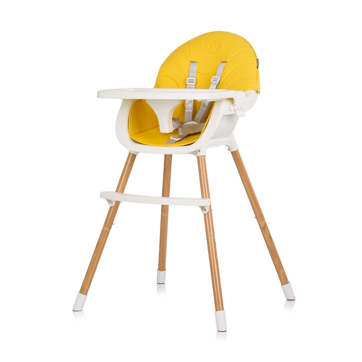 Chipolino Rio 2in1 seggiolone, seggiolone gambe antiscivolo 5 punti di sicurezza, colorazione:bianco giallo
