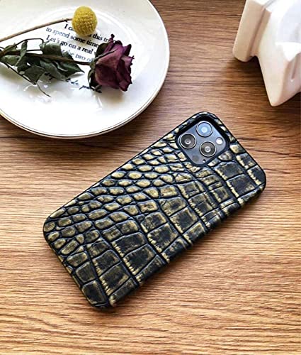 Coque iPhone 12 Mini en cuir effet crocodile vert, étui de protection haut de gamme antichoc