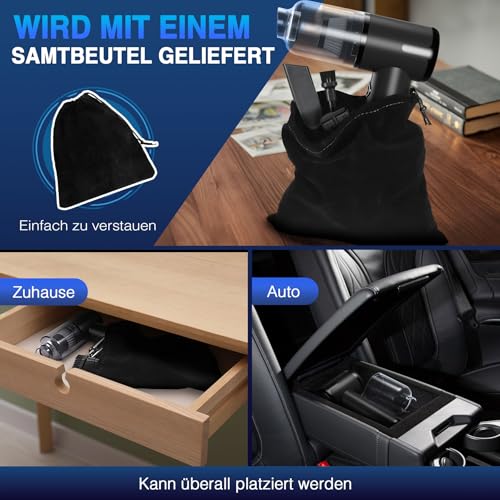 Pourbibi Handstaubsauger,Handstaubsauger Akku,12000Pa Autostaubsauger Kabellos mit 2 Waschbar HEPA-Filter,Mini Staubsauger,2 in 1 Staubsauger Gebläse Für Auto,Haus & Tierhaar Reinigung（NO.50）