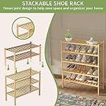 3 Tier Bamboo Shoe Rack for Closet Free Standing Wood Shoe Shelf Storage Organizer for Entryway Small Space Stackable 27"x11"x20" (Natural) - Image 5