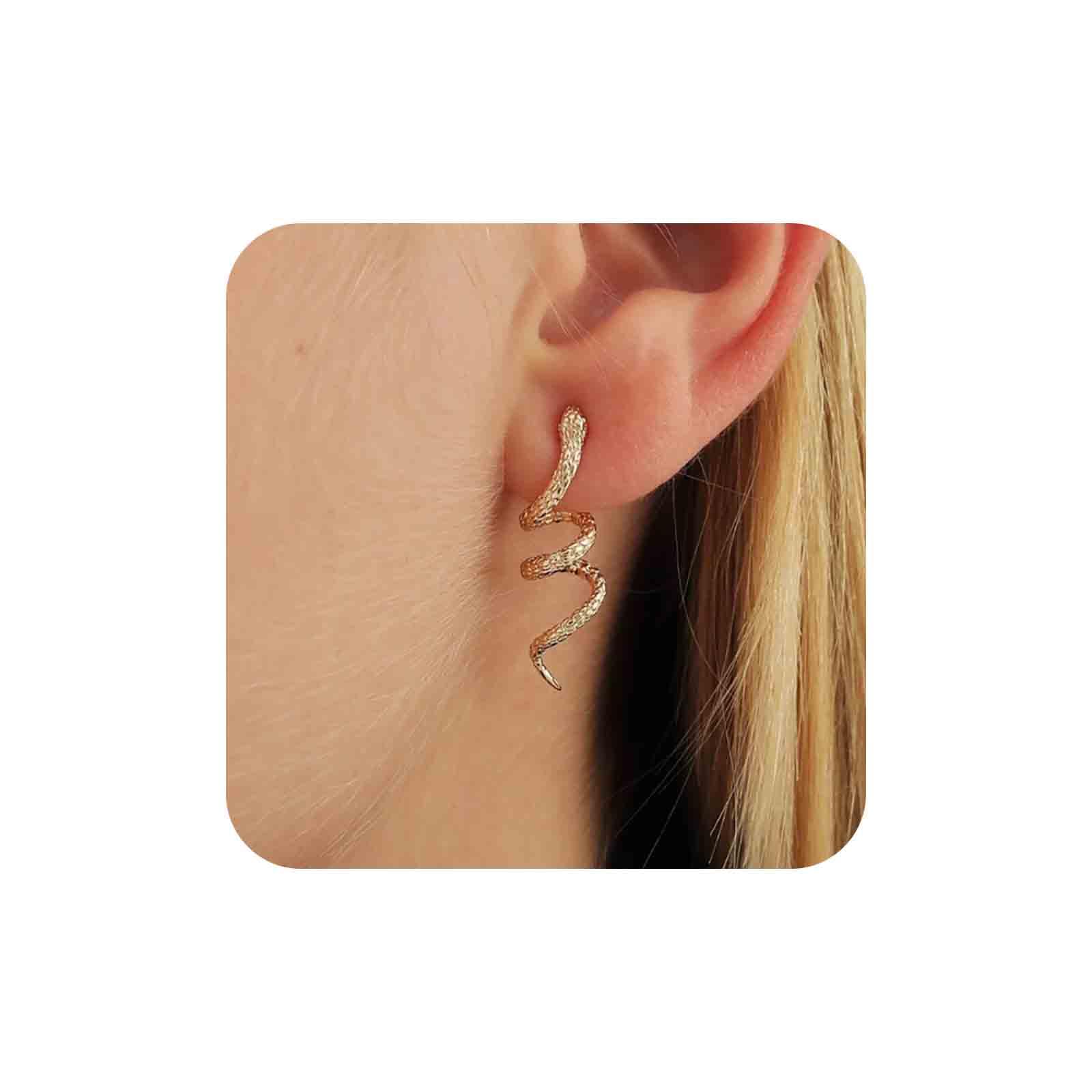 Gothic Snake Dangle Earrings Gold Swirl Snake Earrings Punk Snake Earrings Halloween Snake Jewelry For Women And Girls (gold)