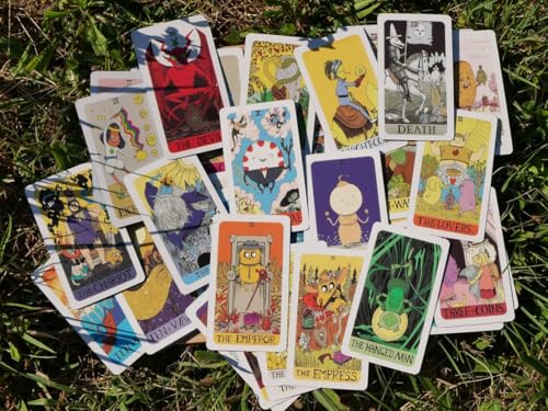Image of DUNGRANI ENTERPRISE Totally Unofficial Adventure Time Tarot Card Game in A Tin A 78-Card Deck with Guidebook Gilded Golden (Limited Edition) 400 GSM Gold Core Cardstock for Adults
