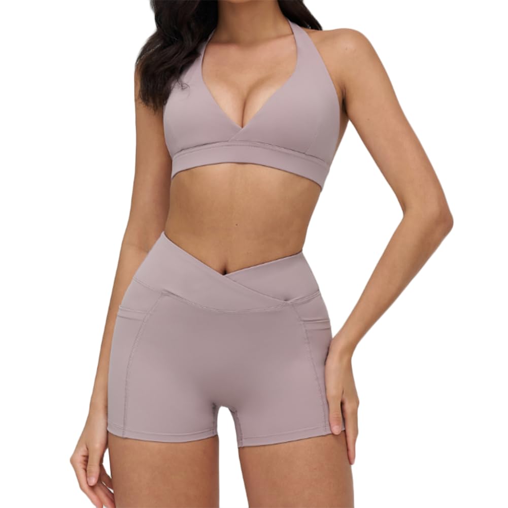 XYFfybhsd Women High Waist Sleeveless Yoga Sets Gym Fitness Running (Size:XL,Color:Purple 2)
