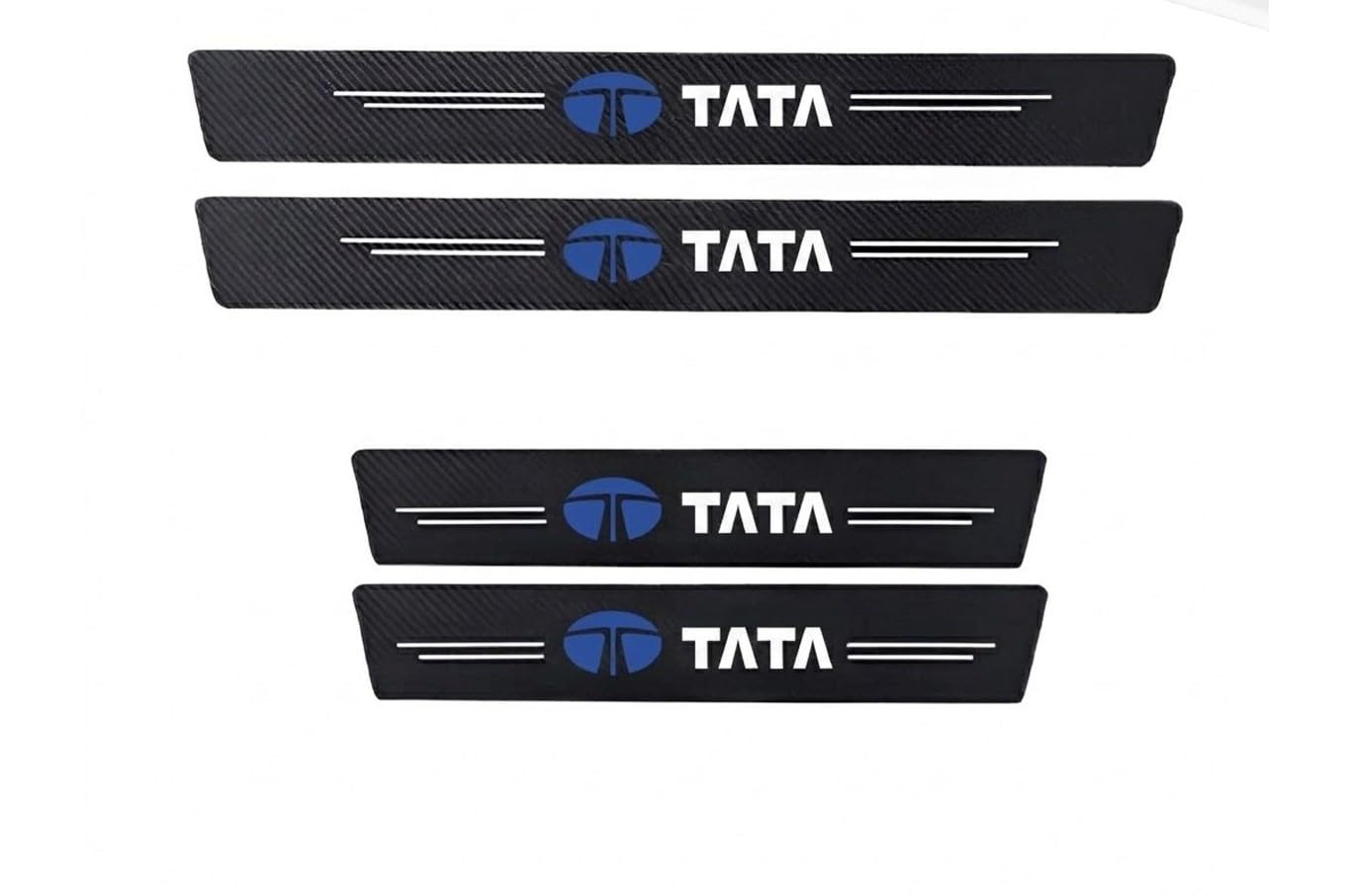 TATA Car Door Carbon Fibre Wrap Sill Anti-Scratch Guard Protector for TATA Black Carbon and White Logo 4 pcs Front and Rear-picture-21