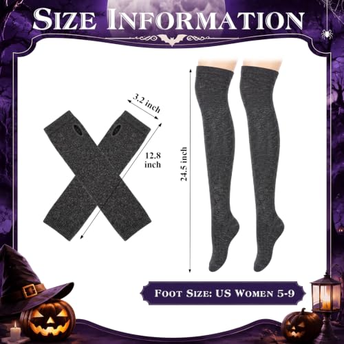 Image of Geyoga Arm Warmers Leg Warmers Striped Thigh High Socks Fingerless Gloves Stockings Christmas Halloween