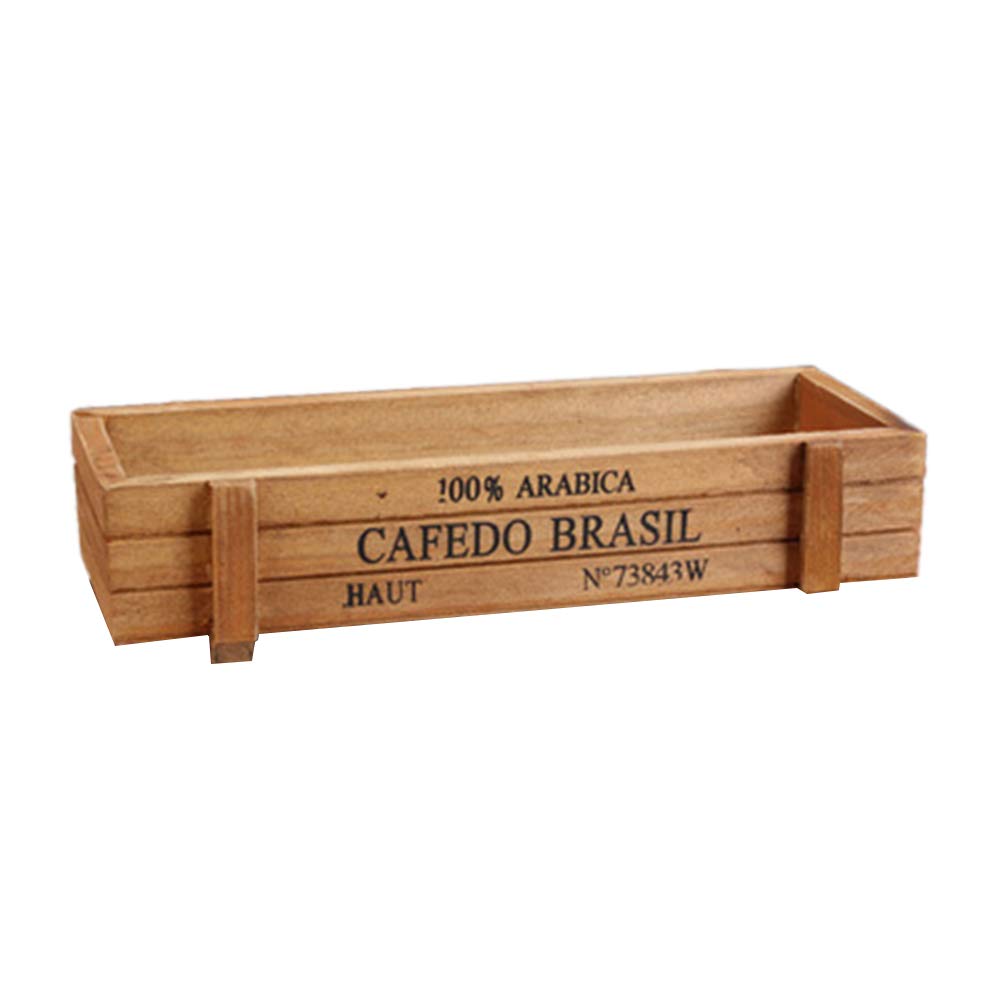 Wood Succulent Planter Plant Container Box Rectangular Flower Bed Pot Pack Window Box Planters for Balcony, Garden, Windowsill, Home Office Indoor Outdoor Decoration