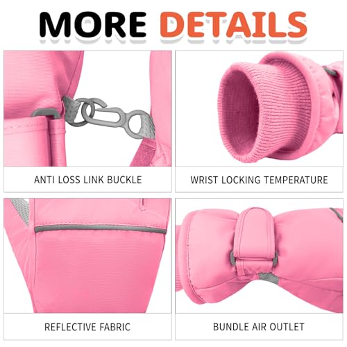 Image of Kids Winter Ski Gloves Waterproof Children Girls Boys Fleece Thermal Snowboard Snow Gloves Mittens for Cold Weather
