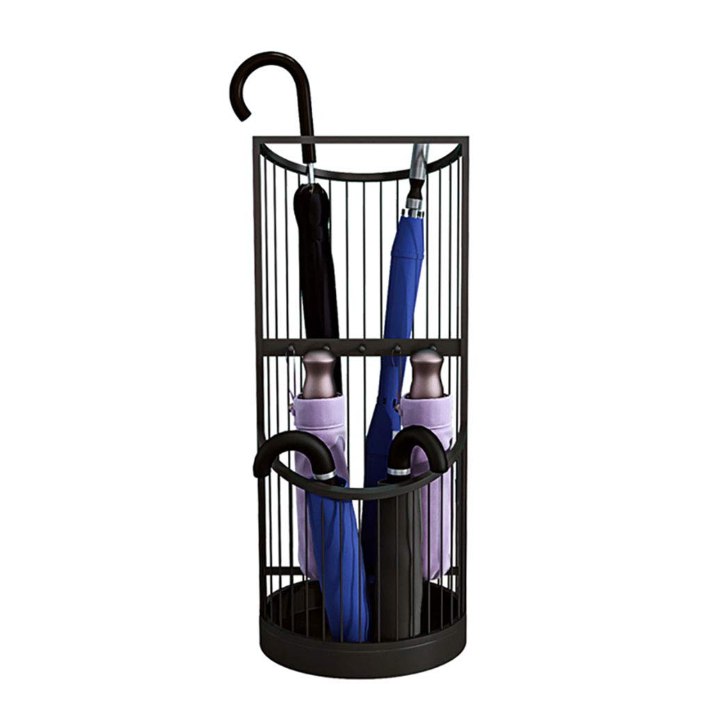 Porte-Parapluie en métal DASHADAO noir avec bac d'eau et 5 crochets