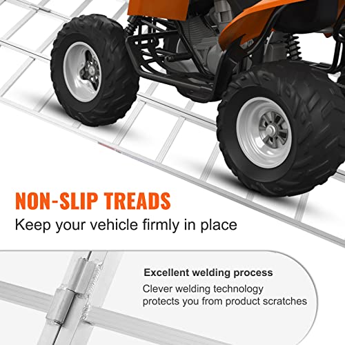 VEVOR Aluminum Ramps, 1500 lbs, Folding Loading Ramp with Load Straps, Tri-Fold Ramp for Motorcycles,UTVs, ATVs, Trucks, Lawnmowers, Snow Blowers, 77" L x 54" W, Sliver