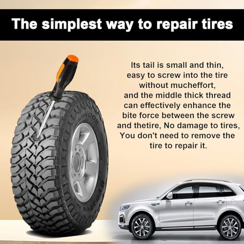 Image of 40 PCS Tire Repair Rubber Nail, Rubber Screw Tire Plugs Self-Service Vacuum Tire Repair Nail Kit Tires Quick Puncture Repair Tools or Car, Truck, Motorcycle